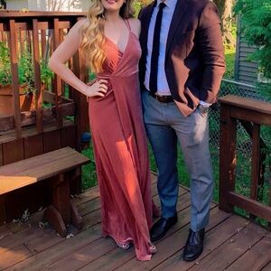 Whimsical Romance Mauve Velvet Faux Wrap Maxi Dress